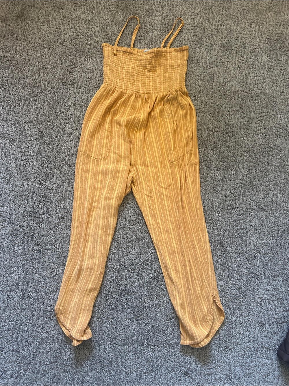 Prana Yellow and Orange Smocked Jumpsuit